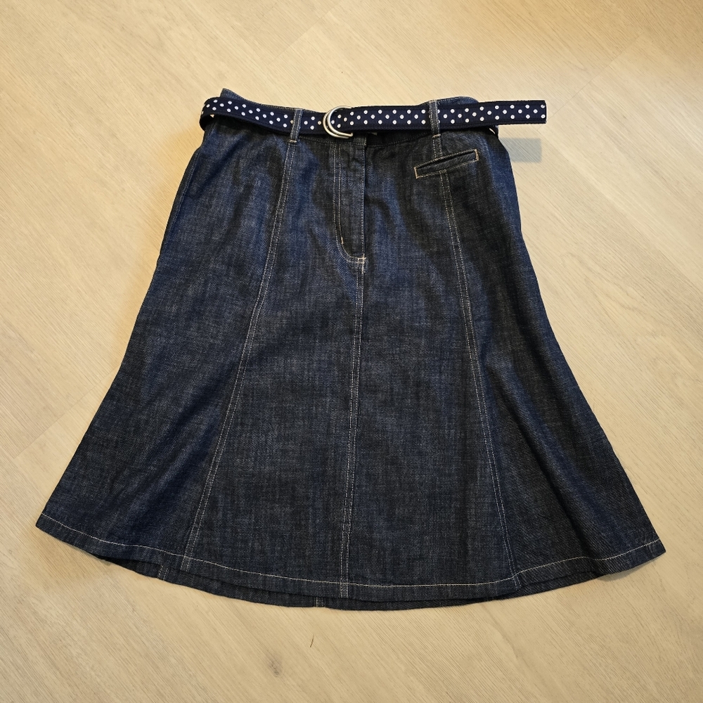 L.L. BEAN Vintage Flared Panel Denim Skirt SZ 6 Petite
